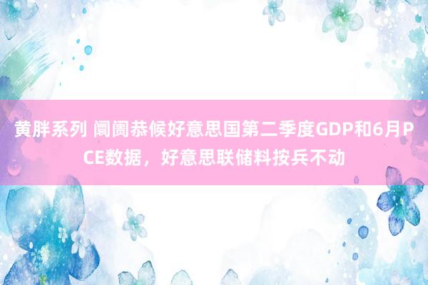 黄胖系列 阛阓恭候好意思国第二季度GDP和6月PCE数据，好意思联储料按兵不动