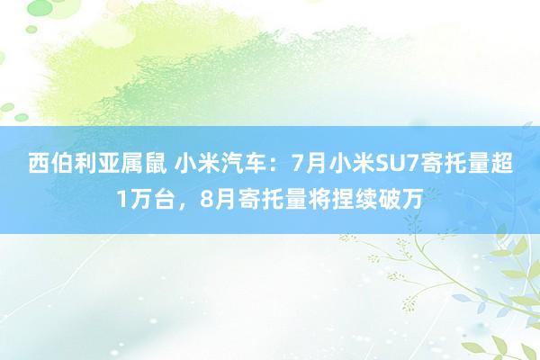 西伯利亚属鼠 小米汽车：7月小米SU7寄托量超1万台，8月寄托量将捏续破万