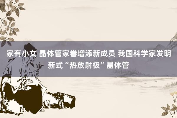 家有小女 晶体管家眷增添新成员 我国科学家发明新式“热放射极”晶体管