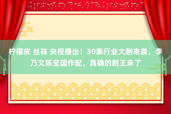 柠檬皮 丝袜 央视播出！30集行业大剧来袭，李乃文陈宝国作配，真确的剧王来了