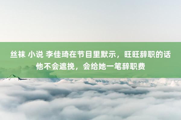 丝袜 小说 李佳琦在节目里默示，旺旺辞职的话他不会遮挽，会给她一笔辞职费