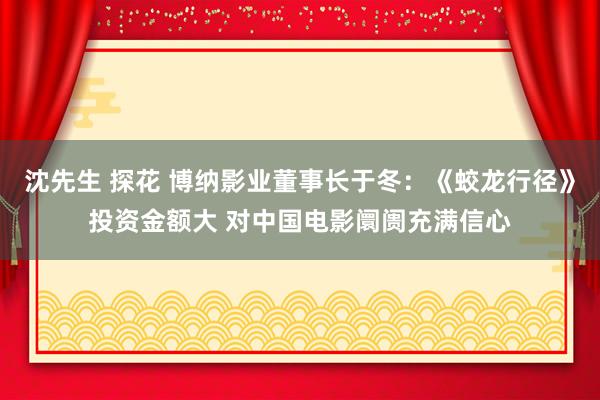 沈先生 探花 博纳影业董事长于冬：《蛟龙行径》投资金额大 对中国电影阛阓充满信心