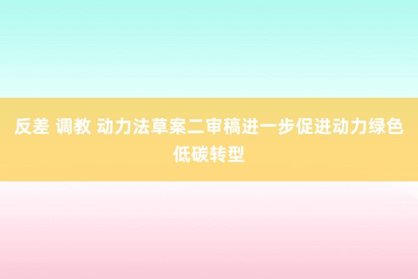 反差 调教 动力法草案二审稿进一步促进动力绿色低碳转型